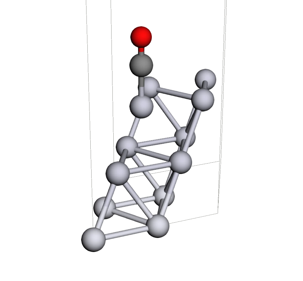 Pt(111)-2×2 + CO atop, relaxed: the structure at the last ionic step